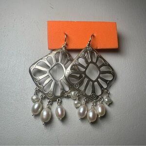 Silpada Silver and Pearl Drop Earrings